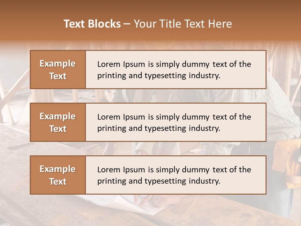 A Home Designer Working With A Home Builder And Inspecting The Blueprints PowerPoint Template