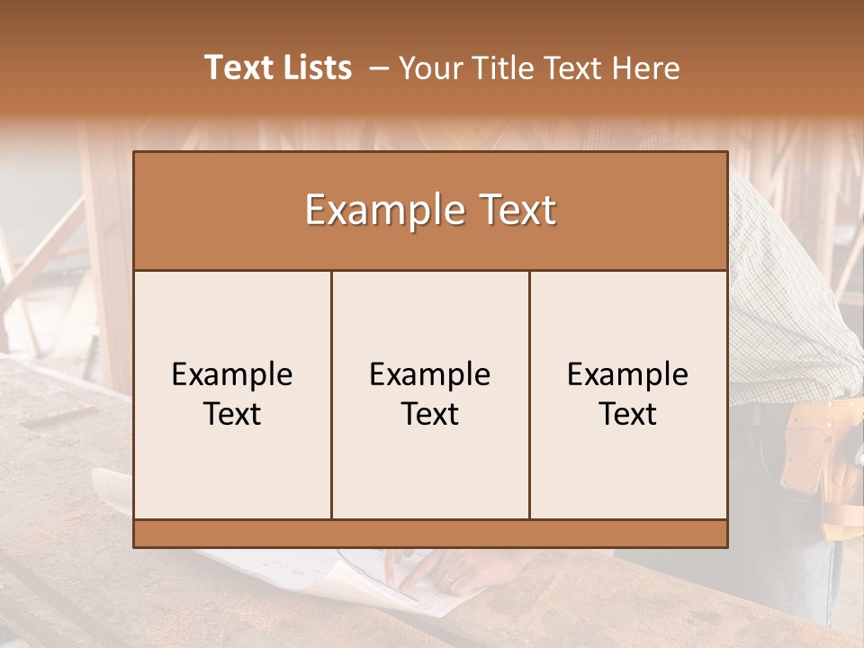 A Home Designer Working With A Home Builder And Inspecting The Blueprints PowerPoint Template