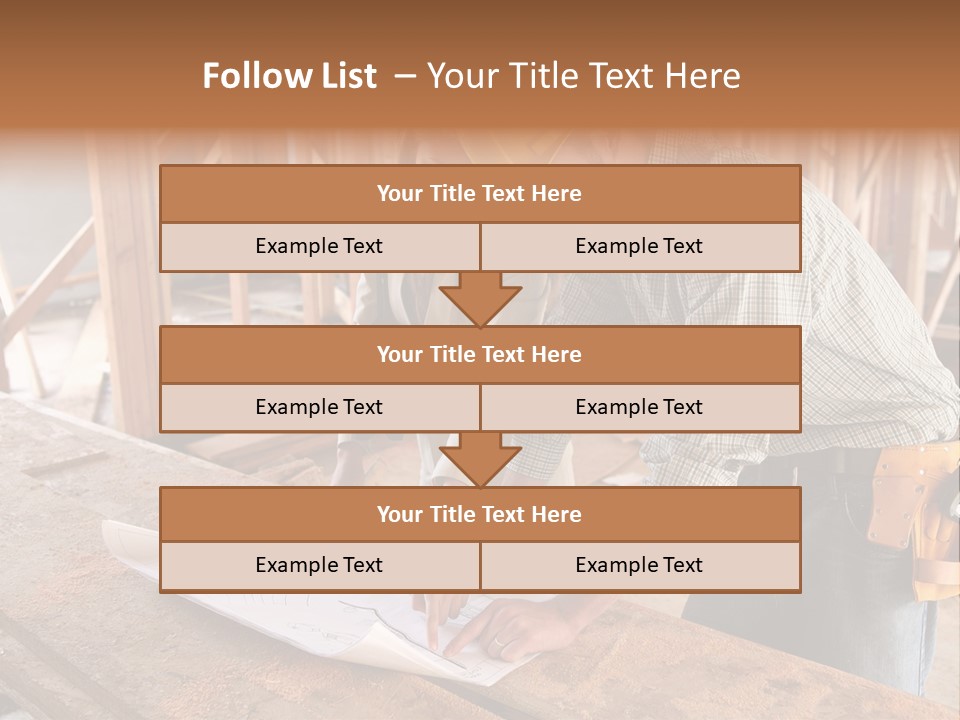 A Home Designer Working With A Home Builder And Inspecting The Blueprints PowerPoint Template