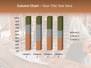 A Home Designer Working With A Home Builder And Inspecting The Blueprints PowerPoint Template