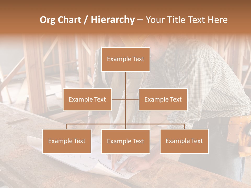 A Home Designer Working With A Home Builder And Inspecting The Blueprints PowerPoint Template