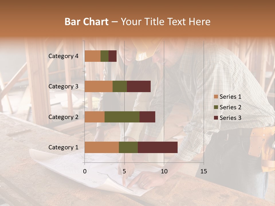 A Home Designer Working With A Home Builder And Inspecting The Blueprints PowerPoint Template