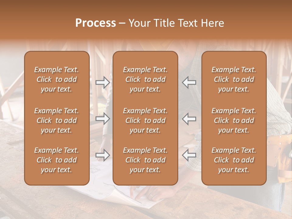 A Home Designer Working With A Home Builder And Inspecting The Blueprints PowerPoint Template