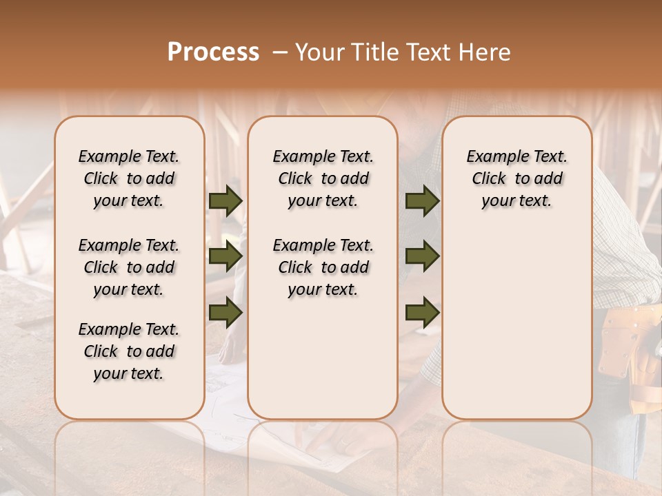 A Home Designer Working With A Home Builder And Inspecting The Blueprints PowerPoint Template