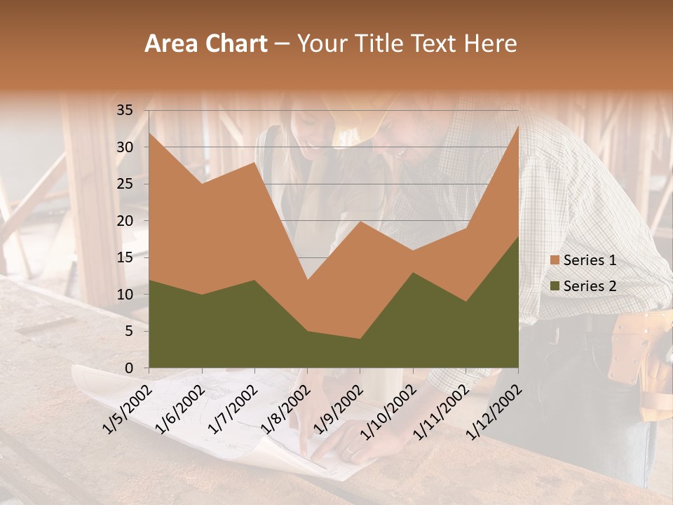 A Home Designer Working With A Home Builder And Inspecting The Blueprints PowerPoint Template