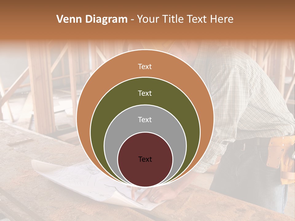 A Home Designer Working With A Home Builder And Inspecting The Blueprints PowerPoint Template
