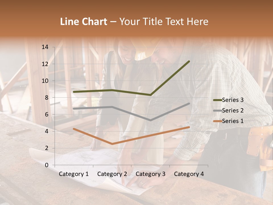 A Home Designer Working With A Home Builder And Inspecting The Blueprints PowerPoint Template