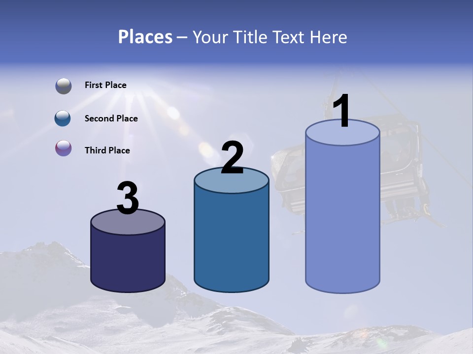 Skiers In A Chairlift Backlit By The Sun And Spreading Sunflares PowerPoint Template