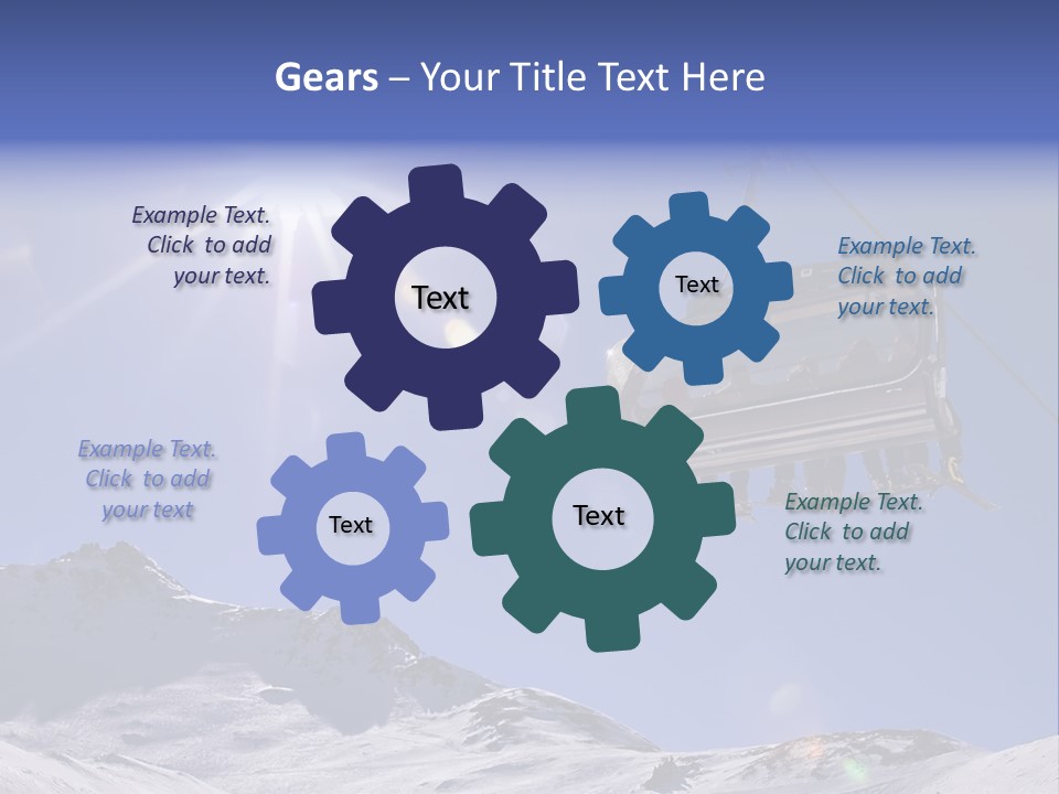 Skiers In A Chairlift Backlit By The Sun And Spreading Sunflares PowerPoint Template