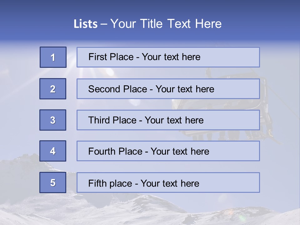 Skiers In A Chairlift Backlit By The Sun And Spreading Sunflares PowerPoint Template