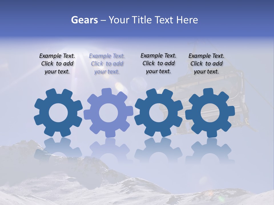 Skiers In A Chairlift Backlit By The Sun And Spreading Sunflares PowerPoint Template