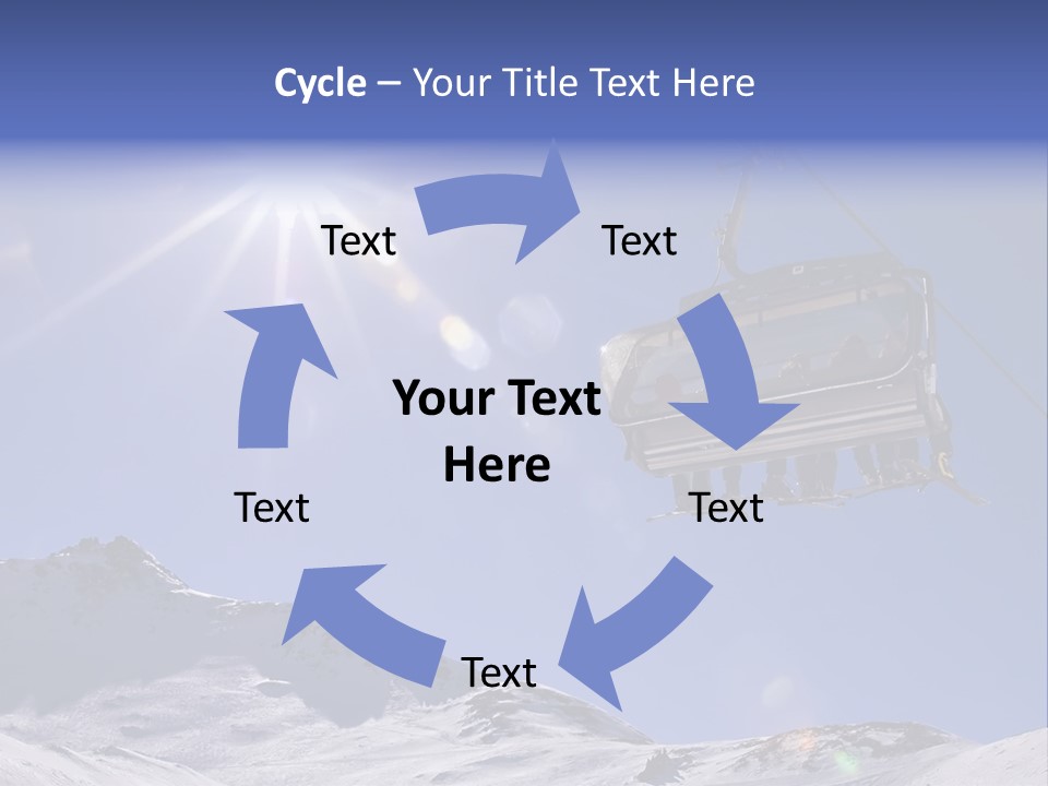 Skiers In A Chairlift Backlit By The Sun And Spreading Sunflares PowerPoint Template