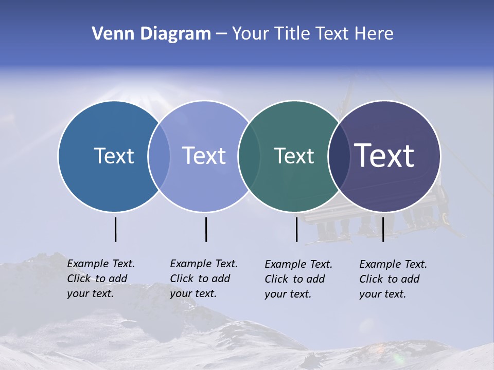 Skiers In A Chairlift Backlit By The Sun And Spreading Sunflares PowerPoint Template