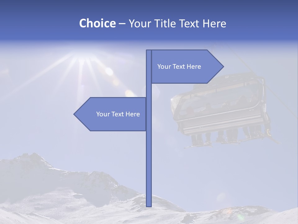 Skiers In A Chairlift Backlit By The Sun And Spreading Sunflares PowerPoint Template