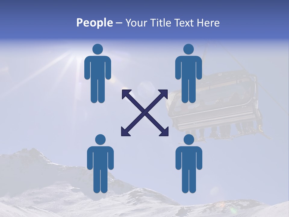Skiers In A Chairlift Backlit By The Sun And Spreading Sunflares PowerPoint Template