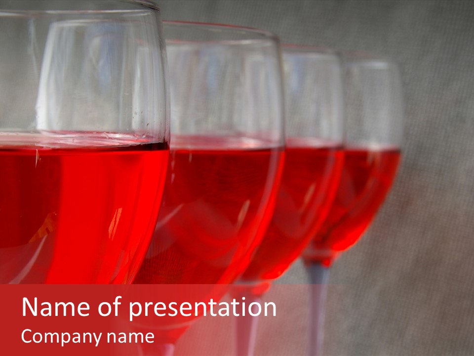 Four Glasses Of Red Wine On Neutral Textured Background PowerPoint Template