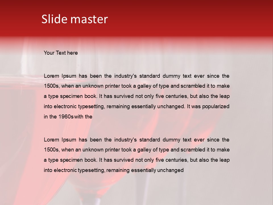 Four Glasses Of Red Wine On Neutral Textured Background PowerPoint Template