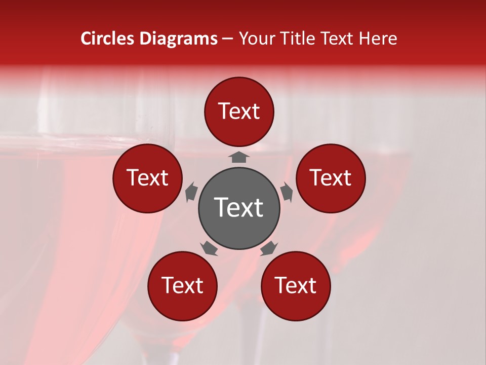 Four Glasses Of Red Wine On Neutral Textured Background PowerPoint Template