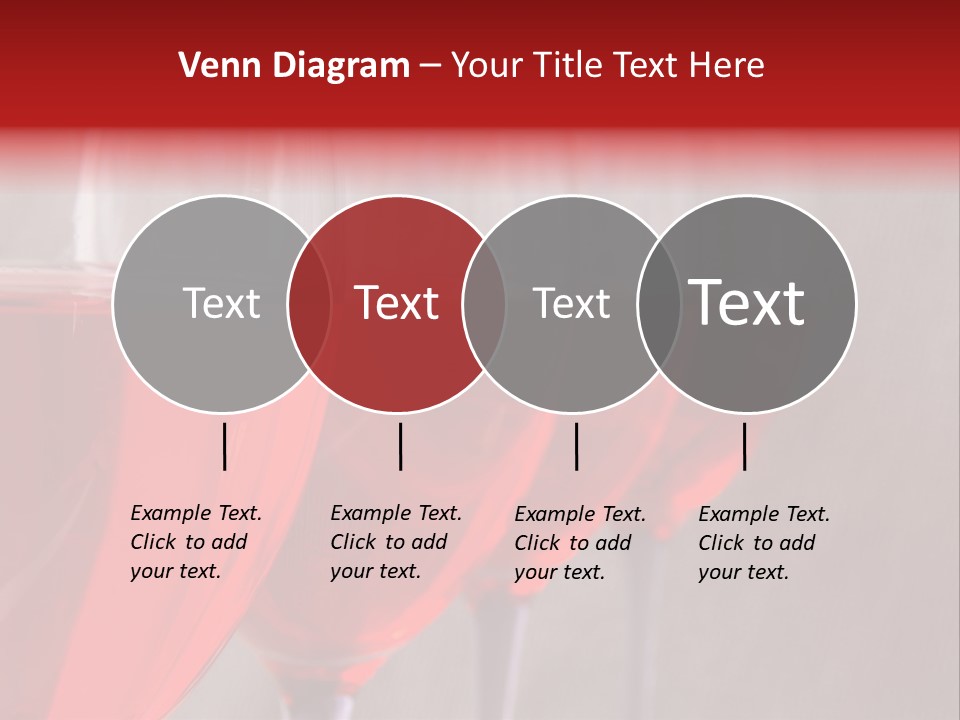 Four Glasses Of Red Wine On Neutral Textured Background PowerPoint Template