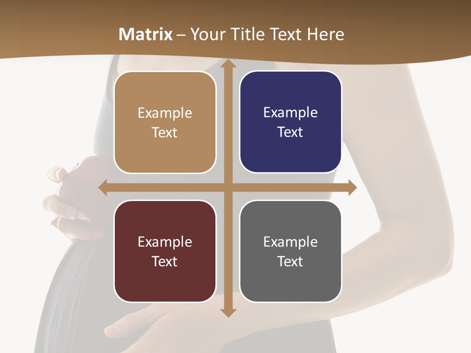 Portrait Of Caucasion Mid-Adult Pregnant Woman With Hands On Belly Holding An Apple. PowerPoint Template