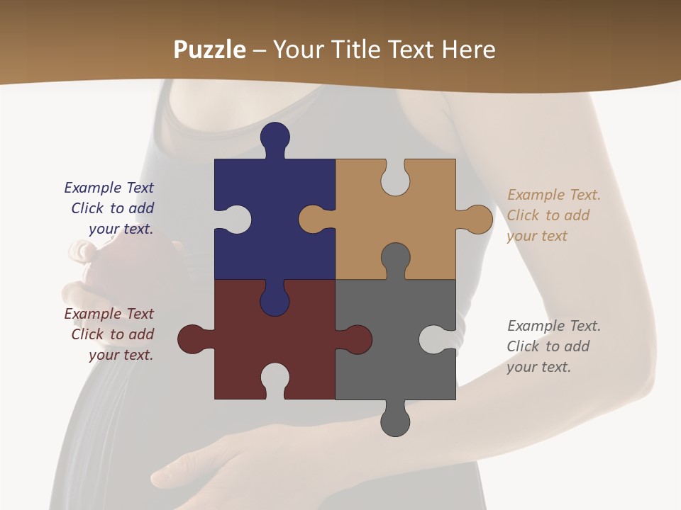 Portrait Of Caucasion Mid-Adult Pregnant Woman With Hands On Belly Holding An Apple. PowerPoint Template