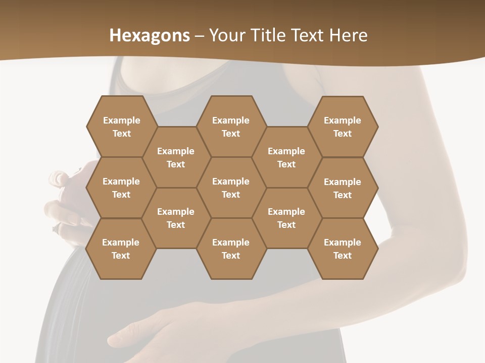 Portrait Of Caucasion Mid-Adult Pregnant Woman With Hands On Belly Holding An Apple. PowerPoint Template