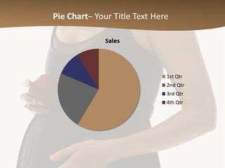 Portrait Of Caucasion Mid-Adult Pregnant Woman With Hands On Belly Holding An Apple. PowerPoint Template