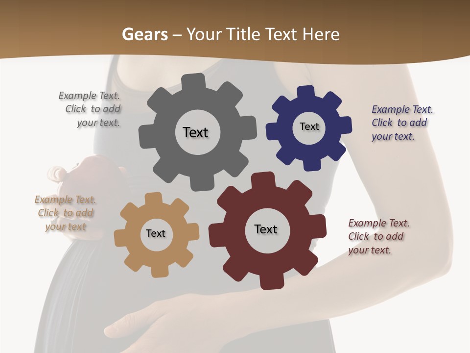 Portrait Of Caucasion Mid-Adult Pregnant Woman With Hands On Belly Holding An Apple. PowerPoint Template