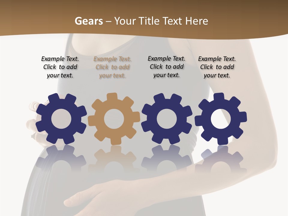 Portrait Of Caucasion Mid-Adult Pregnant Woman With Hands On Belly Holding An Apple. PowerPoint Template