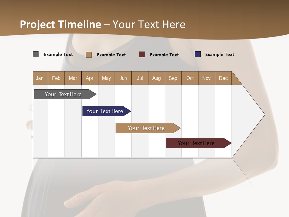 Portrait Of Caucasion Mid-Adult Pregnant Woman With Hands On Belly Holding An Apple. PowerPoint Template