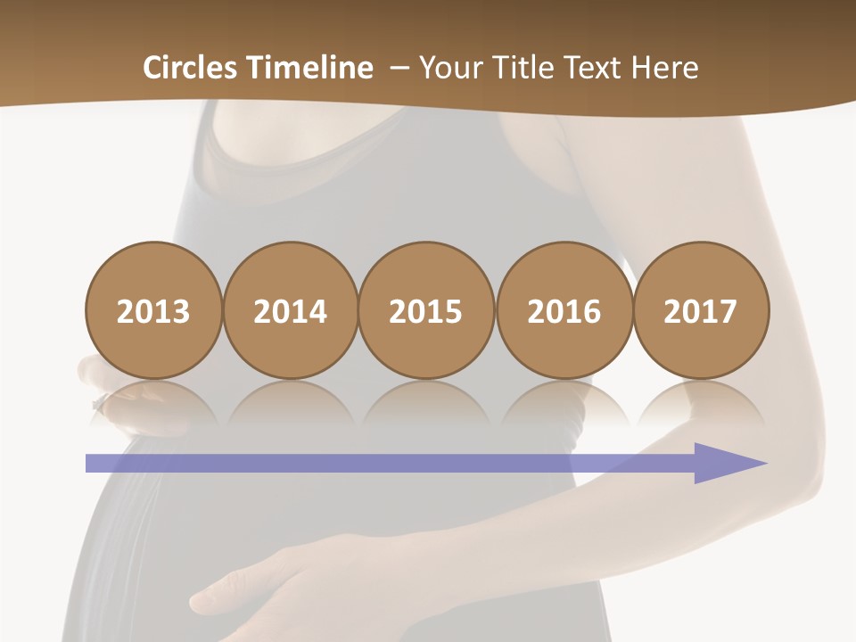 Portrait Of Caucasion Mid-Adult Pregnant Woman With Hands On Belly Holding An Apple. PowerPoint Template