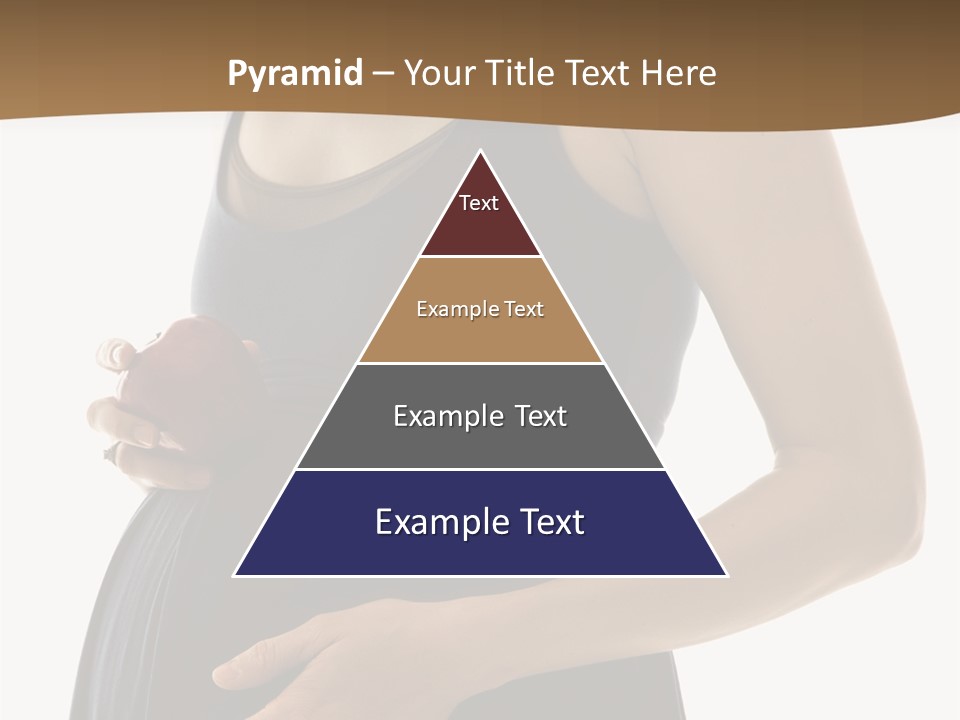 Portrait Of Caucasion Mid-Adult Pregnant Woman With Hands On Belly Holding An Apple. PowerPoint Template