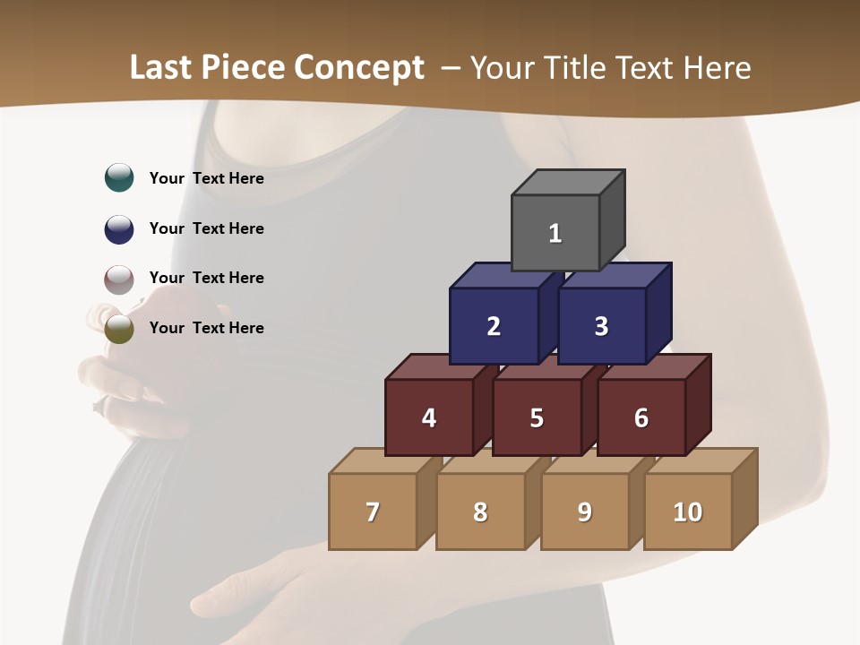 Portrait Of Caucasion Mid-Adult Pregnant Woman With Hands On Belly Holding An Apple. PowerPoint Template