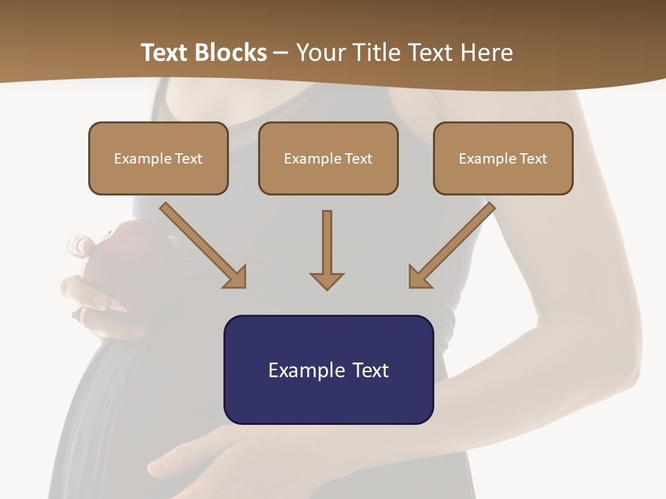 Portrait Of Caucasion Mid-Adult Pregnant Woman With Hands On Belly Holding An Apple. PowerPoint Template