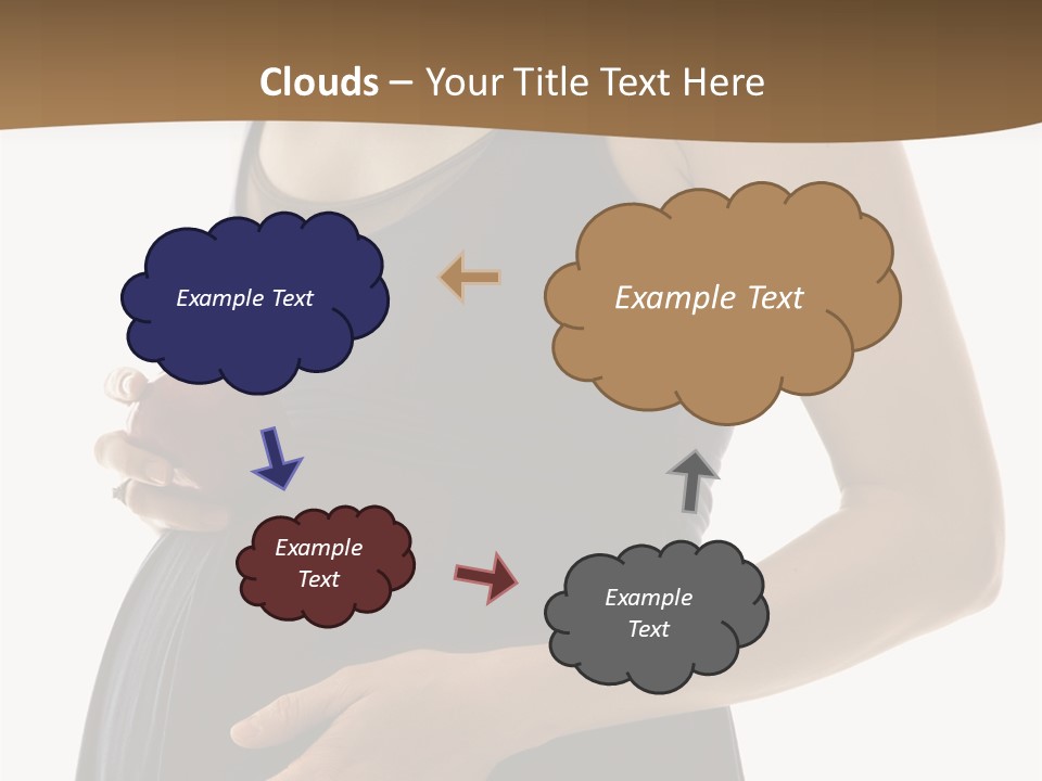 Portrait Of Caucasion Mid-Adult Pregnant Woman With Hands On Belly Holding An Apple. PowerPoint Template