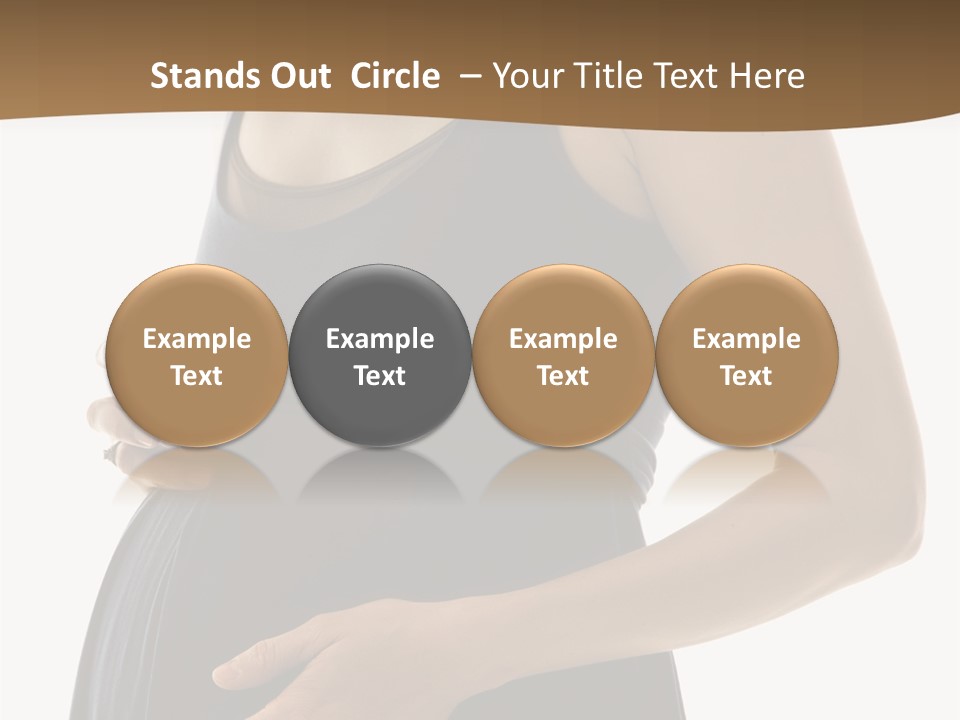 Portrait Of Caucasion Mid-Adult Pregnant Woman With Hands On Belly Holding An Apple. PowerPoint Template