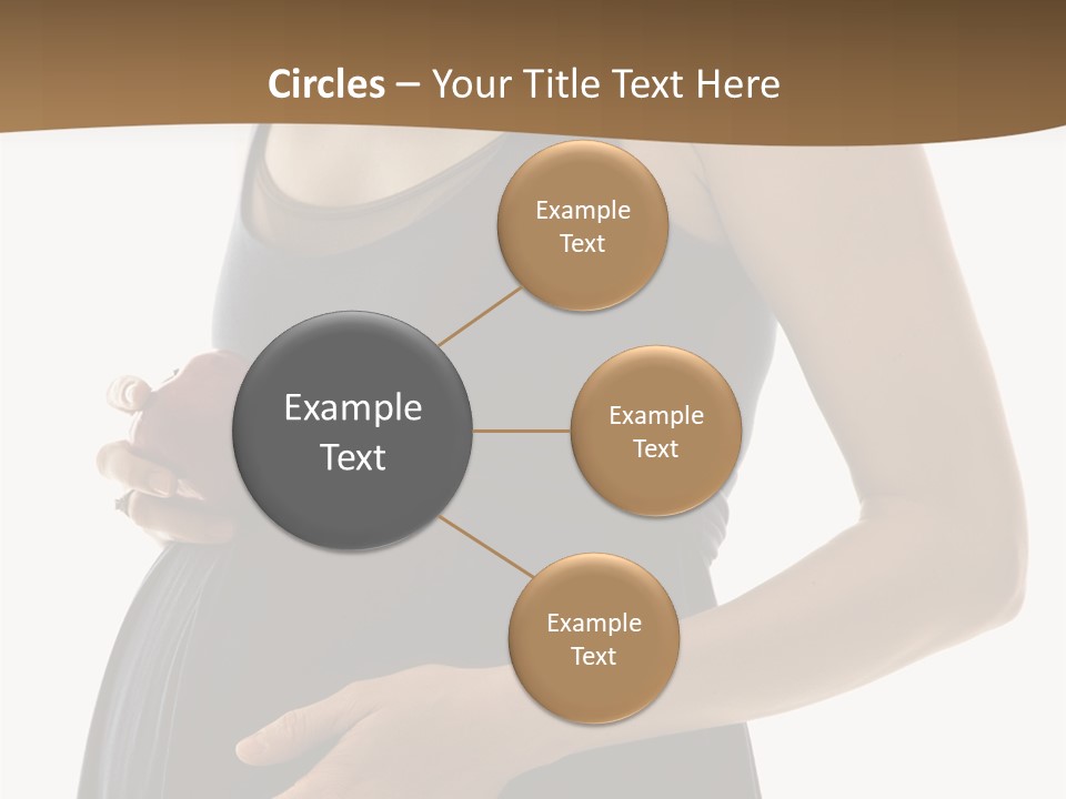 Portrait Of Caucasion Mid-Adult Pregnant Woman With Hands On Belly Holding An Apple. PowerPoint Template