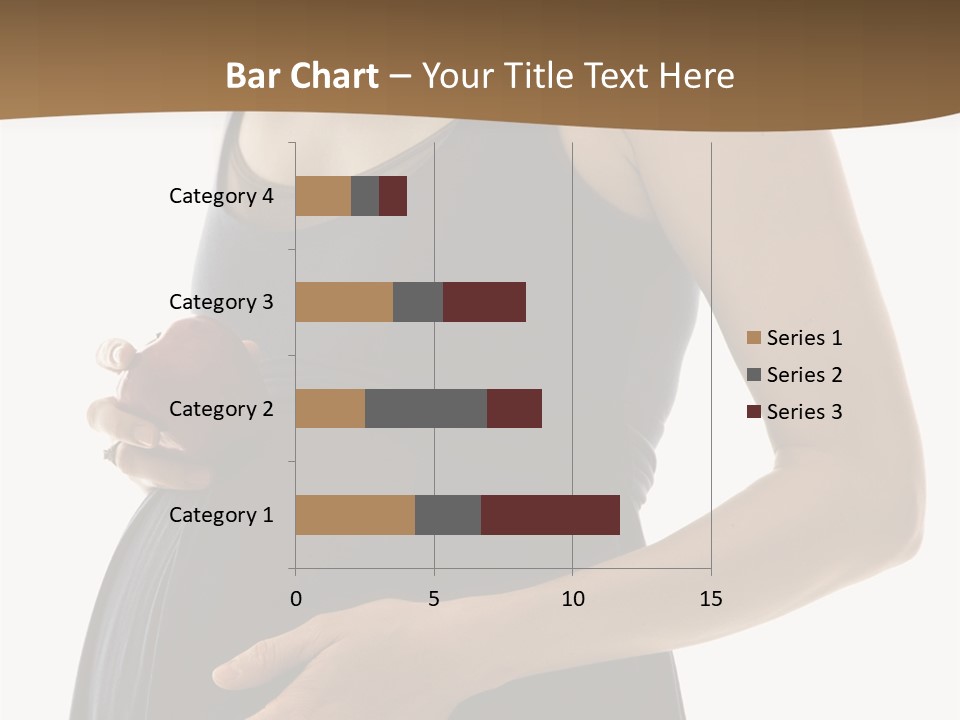 Portrait Of Caucasion Mid-Adult Pregnant Woman With Hands On Belly Holding An Apple. PowerPoint Template