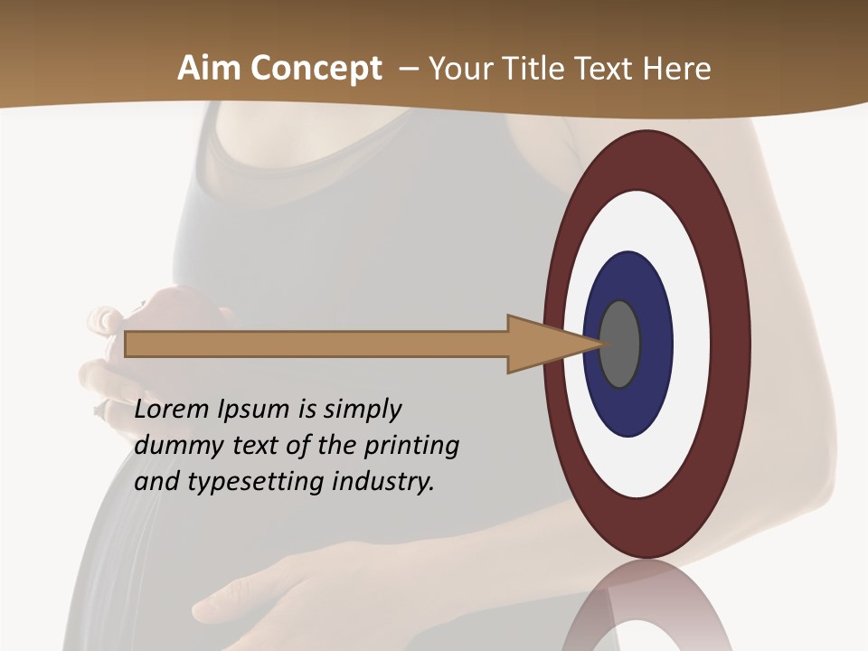 Portrait Of Caucasion Mid-Adult Pregnant Woman With Hands On Belly Holding An Apple. PowerPoint Template