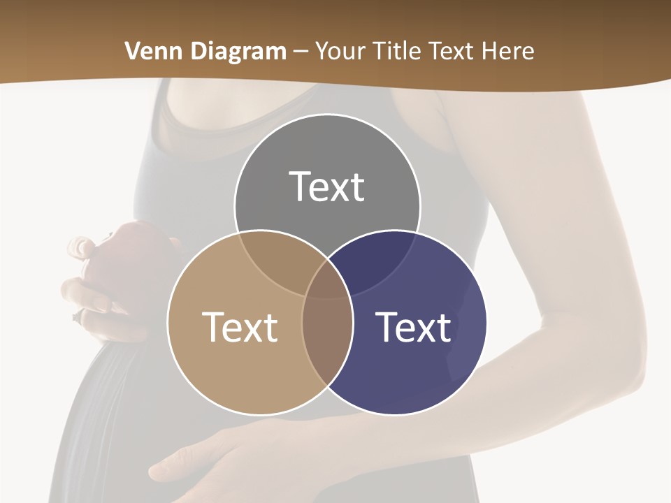 Portrait Of Caucasion Mid-Adult Pregnant Woman With Hands On Belly Holding An Apple. PowerPoint Template