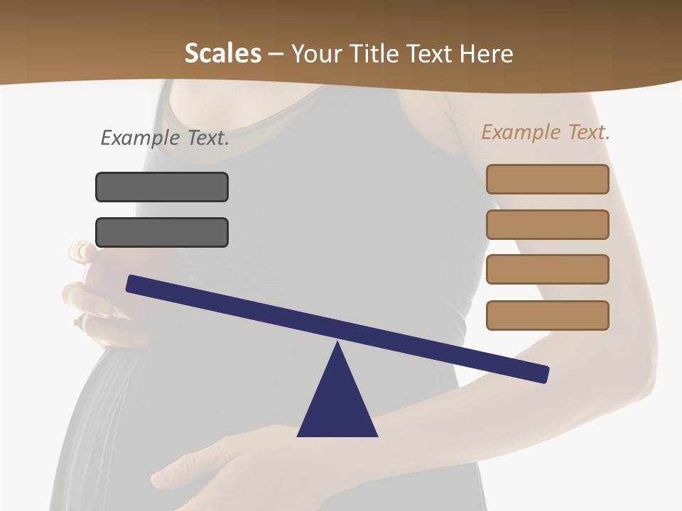 Portrait Of Caucasion Mid-Adult Pregnant Woman With Hands On Belly Holding An Apple. PowerPoint Template