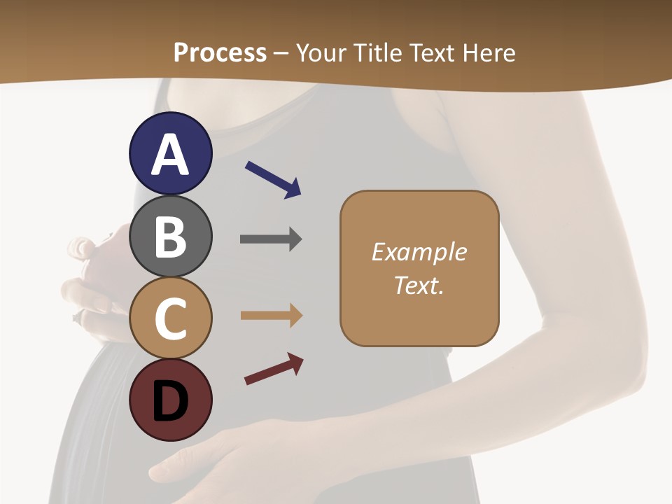 Portrait Of Caucasion Mid-Adult Pregnant Woman With Hands On Belly Holding An Apple. PowerPoint Template
