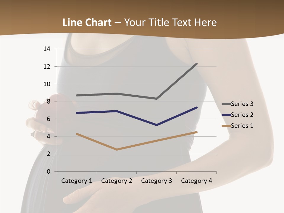 Portrait Of Caucasion Mid-Adult Pregnant Woman With Hands On Belly Holding An Apple. PowerPoint Template
