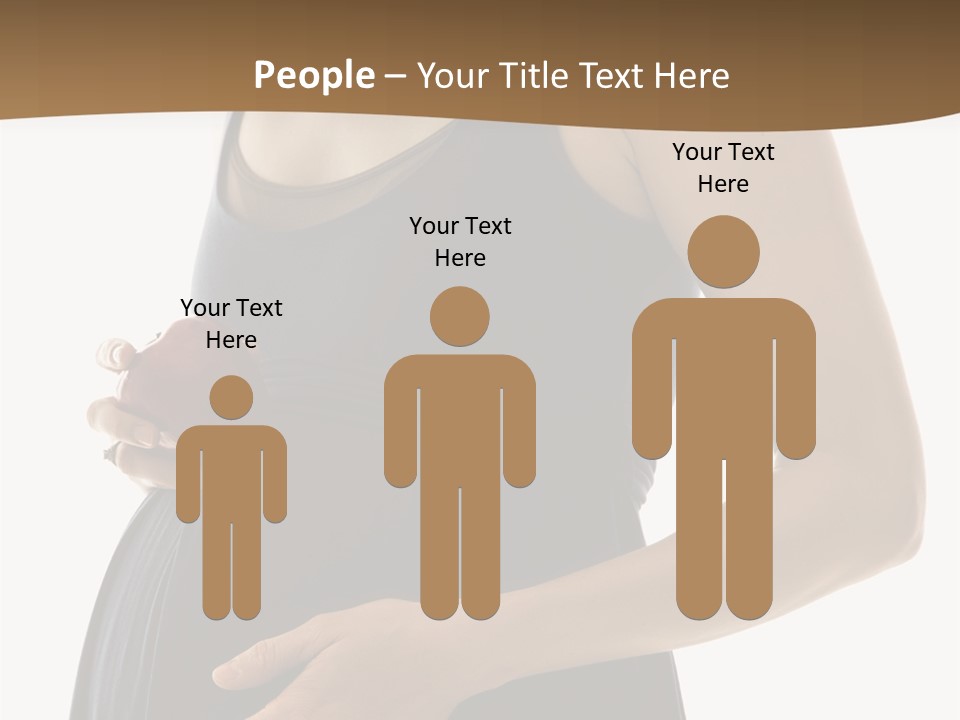 Portrait Of Caucasion Mid-Adult Pregnant Woman With Hands On Belly Holding An Apple. PowerPoint Template