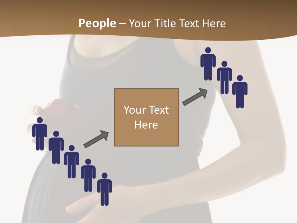 Portrait Of Caucasion Mid-Adult Pregnant Woman With Hands On Belly Holding An Apple. PowerPoint Template