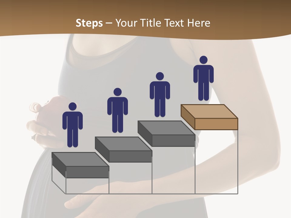 Portrait Of Caucasion Mid-Adult Pregnant Woman With Hands On Belly Holding An Apple. PowerPoint Template