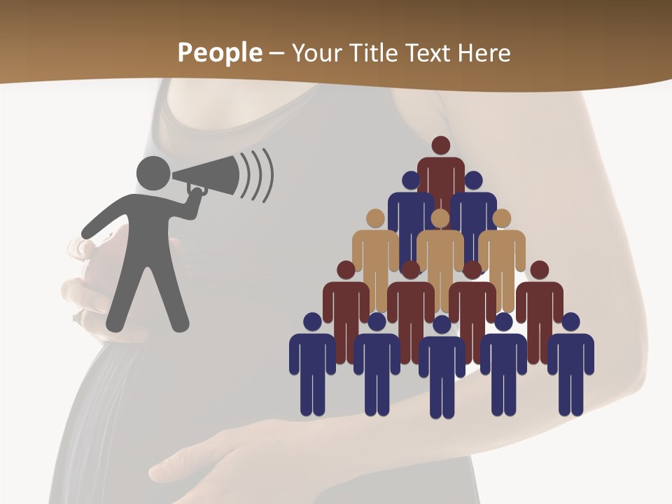 Portrait Of Caucasion Mid-Adult Pregnant Woman With Hands On Belly Holding An Apple. PowerPoint Template