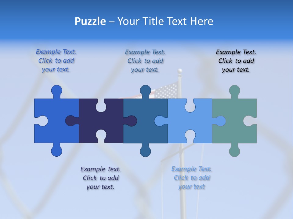 American Flag Behind A Chain Link Fence. PowerPoint Template