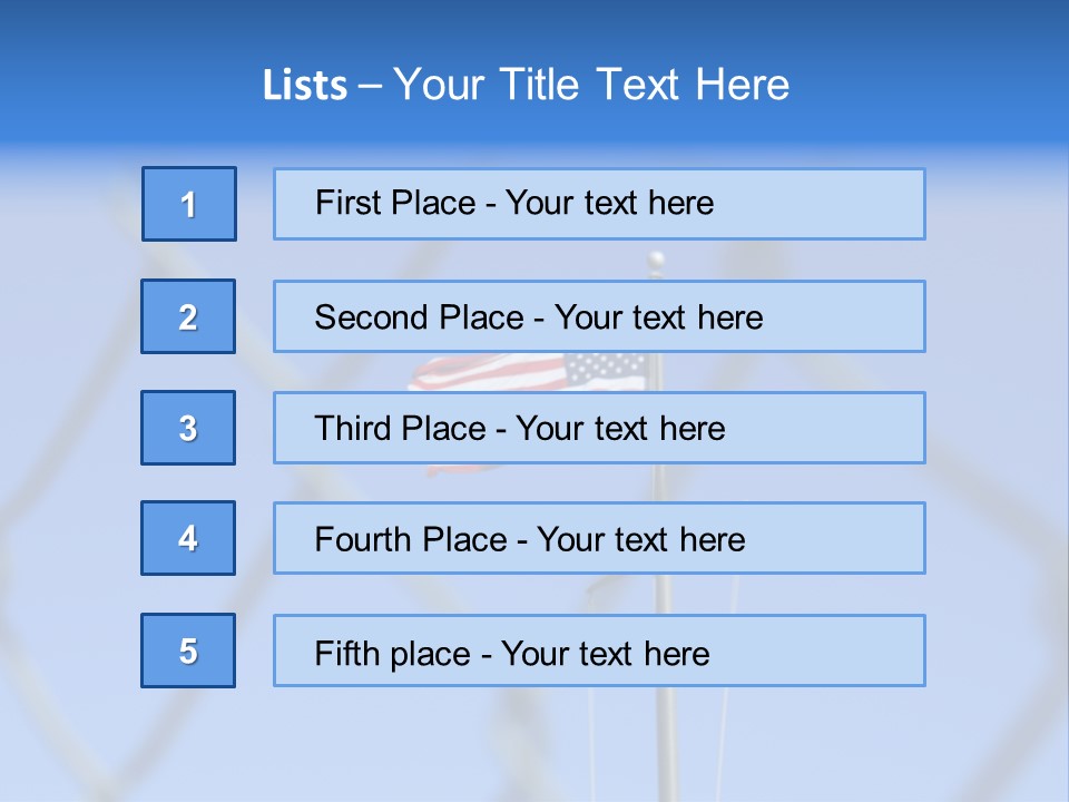 American Flag Behind A Chain Link Fence. PowerPoint Template