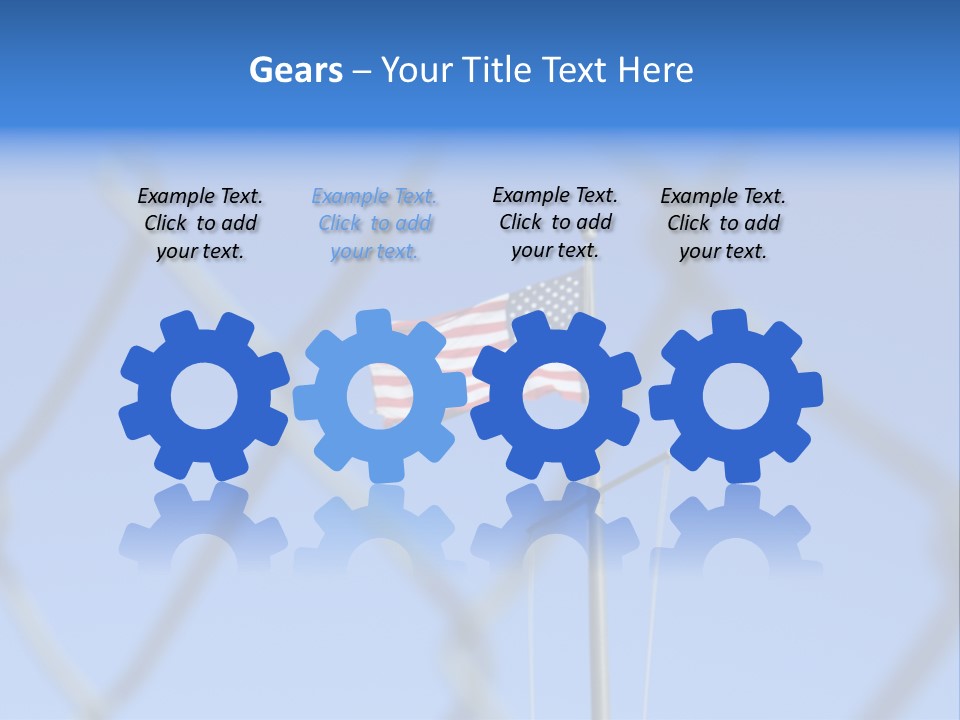 American Flag Behind A Chain Link Fence. PowerPoint Template